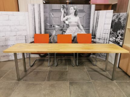 Стол для переговоров до 10 мест б/у прямоугольный 246х62х75 38мм IKEA 02018-ДБС (дуб светлый)