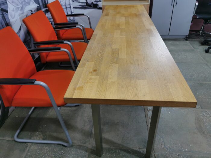 Стол для переговоров до 10 мест б/у прямоугольный 246х62х75 38мм IKEA 02018-ДБС (дуб светлый)