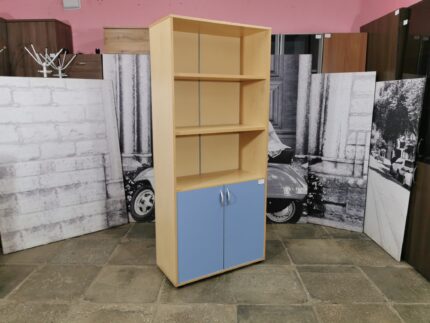 Шкаф для документов 5 секц. б/у 2 дв. полузакрытый 81х39х186  14239-СНБ (синий/бук)